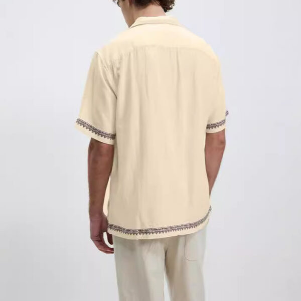 Summer Casual Loose Short Sleeves Vintage Print Lapel Men's Shirt - Image 2