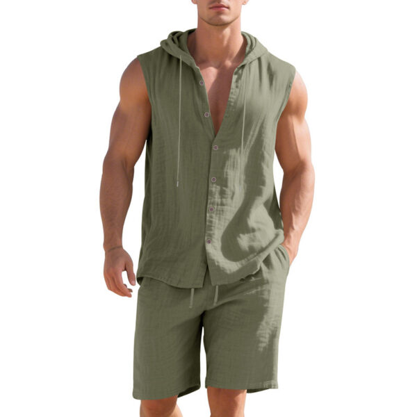 Sleeveless Shirt Shorts Suit Men - Image 9