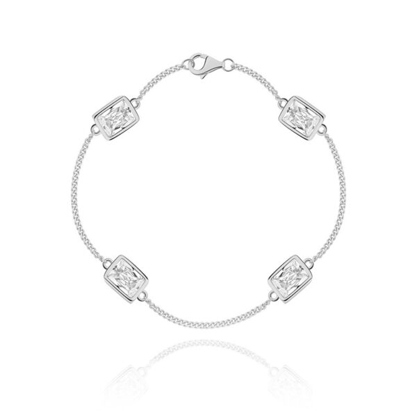 Simple Gold-plated S925 Sterling Silver CZ Zircon Rectangle Women's Suit Jewelry - Image 6