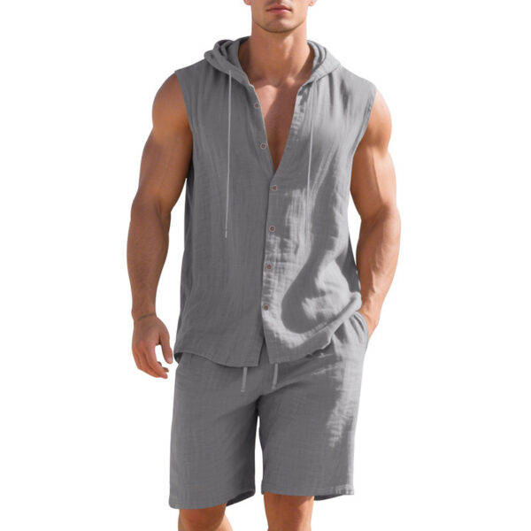 Sleeveless Shirt Shorts Suit Men - Image 8