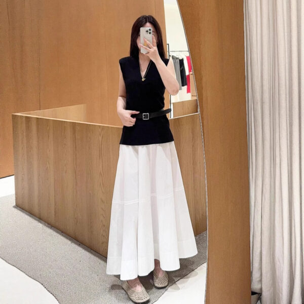 Black Sleeveless White Shirt Skirt Suit Women's Casual - Image 4