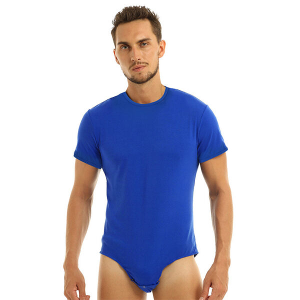 New Short Sleeve Round Neck Button Men's Breathable One-piece Home Pajamas - Image 3