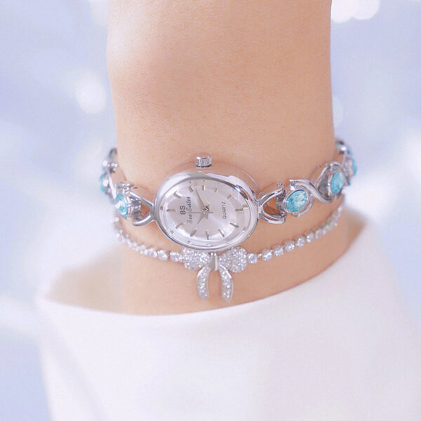 Oval Ice Crushing Glacier Sapphire Small Light Luxury Watch - Image 4