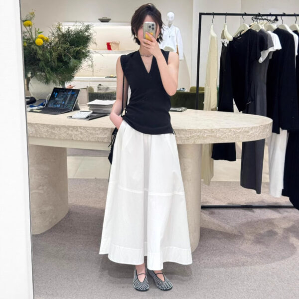 Black Sleeveless White Shirt Skirt Suit Women's Casual - Image 2