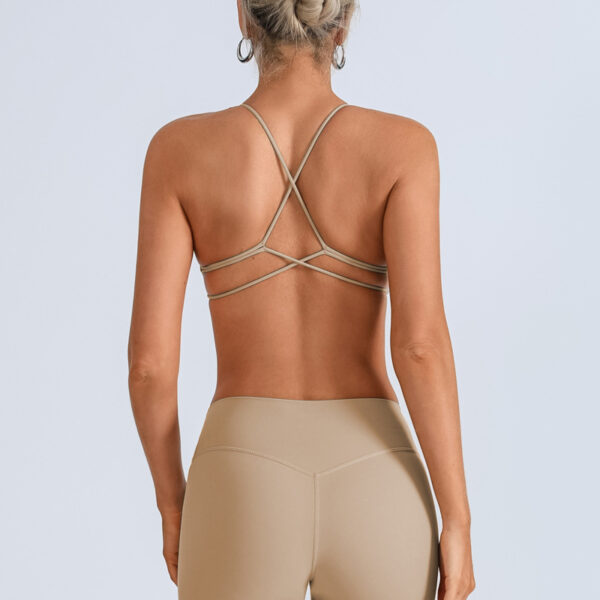 Beauty Back With Chest Pad Cross Spaghetti Strap Bra High Waist Fitness Pants - Image 7