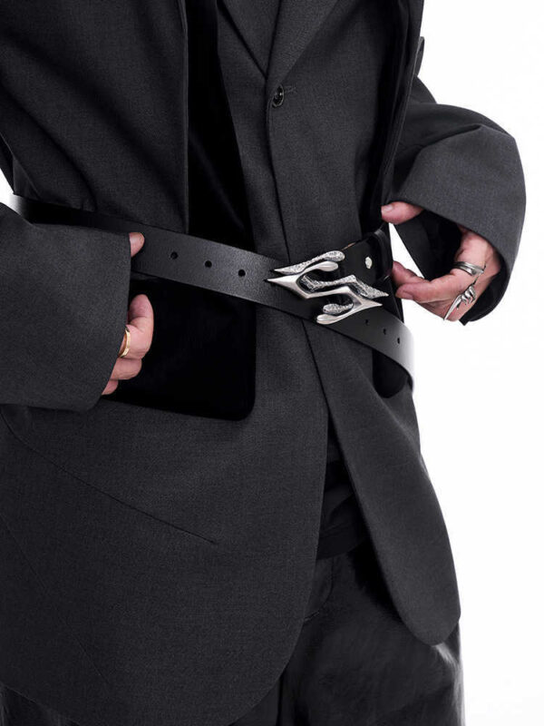 Metal Letter Two-layer Leather Men's Leather Belt - Image 4