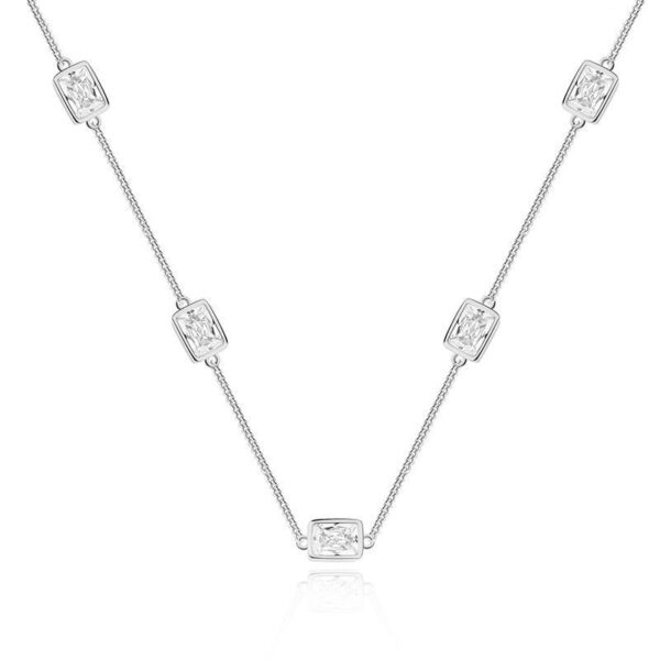 Simple Gold-plated S925 Sterling Silver CZ Zircon Rectangle Women's Suit Jewelry - Image 5
