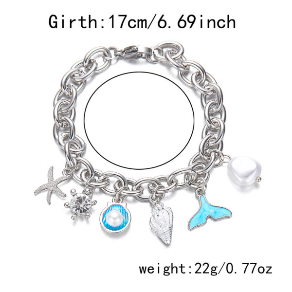 Women's Fashion Starfish Pearl Shell Fishtail Multi-pendant Necklace Bracelet - Image 9