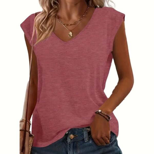 Women's 5-Pack V-Neck Solid Color Short Sleeve T-Shirts - Basic Casual Summer Tees - Image 5