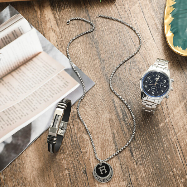 Men's Business Gift Holiday Birthday Gift Bracelet Necklace Watch Suit - Image 2