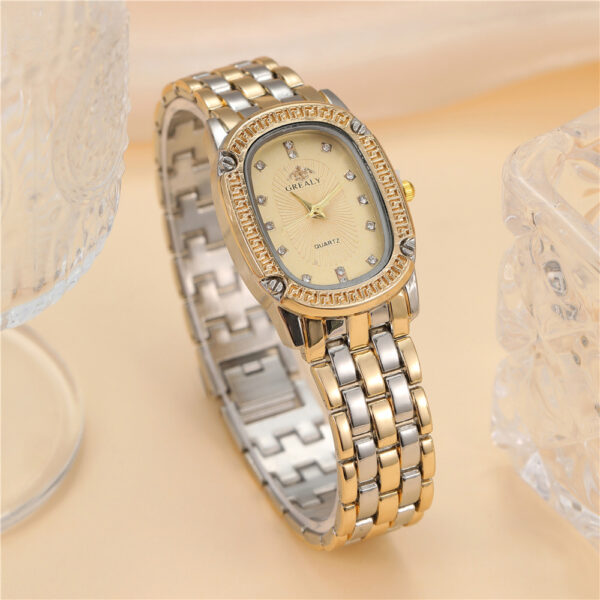 Rhinestone Luxury Multi-color Oval Dial Watch - Image 8