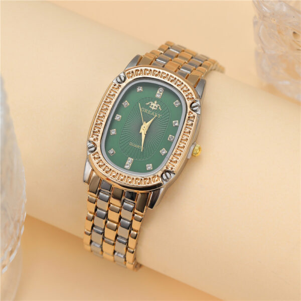 Rhinestone Luxury Multi-color Oval Dial Watch - Image 3