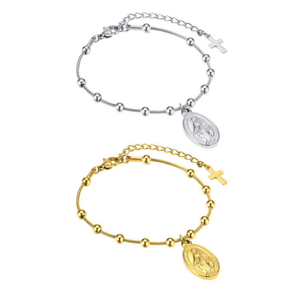 Cross Oval Stainless Steel Bracelet - Image 5