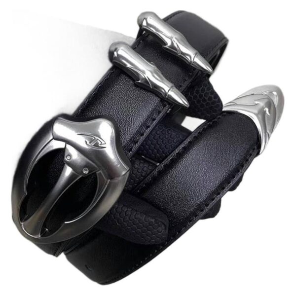 Bullet Retro Silver Buckle With Denim Belt - Image 4