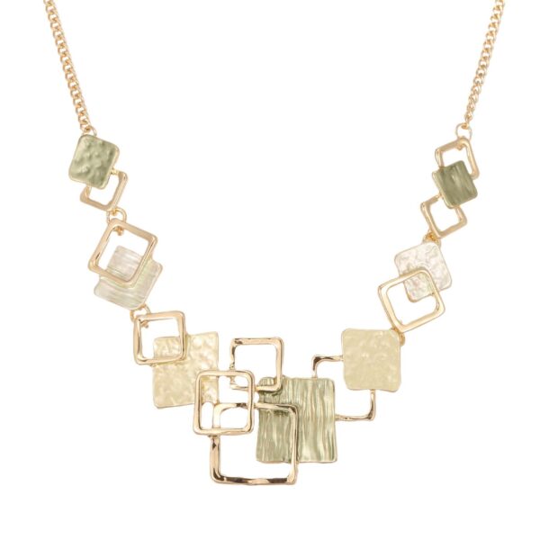 Color Painting Oil Geometric Square Ear Studs Bracelet And Necklace Set - Image 2