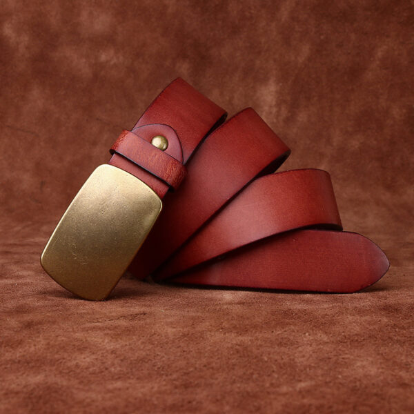 Wide Top Layer Smooth Buckle Retro Frosted Belt - Image 9