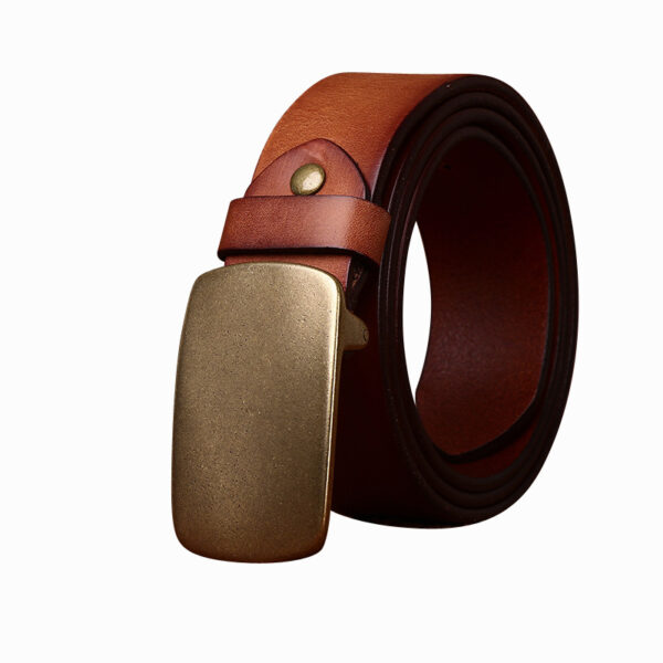 Wide Top Layer Smooth Buckle Retro Frosted Belt - Image 5