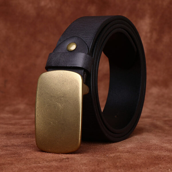 Wide Top Layer Smooth Buckle Retro Frosted Belt - Image 6