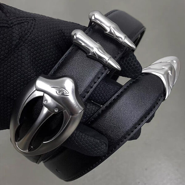 Bullet Retro Silver Buckle With Denim Belt - Image 5