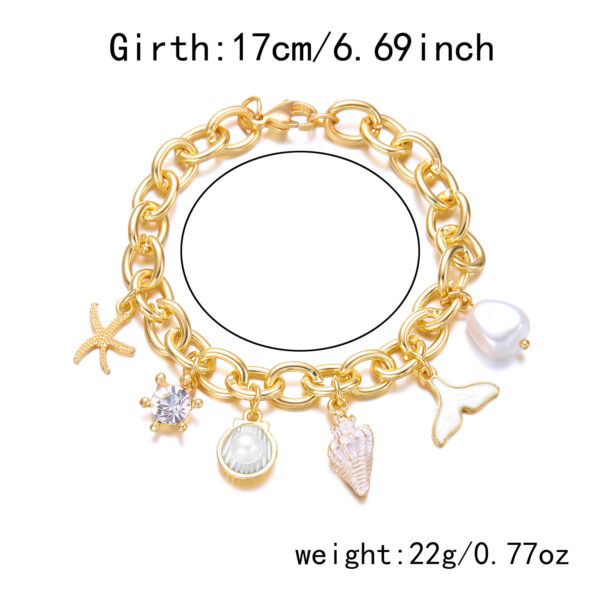 Women's Fashion Starfish Pearl Shell Fishtail Multi-pendant Necklace Bracelet - Image 10