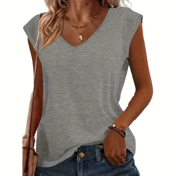 Women's 5-Pack V-Neck Solid Color Short Sleeve T-Shirts - Basic Casual Summer Tees - Image 3