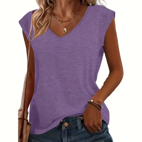 Women's 5-Pack V-Neck Solid Color Short Sleeve T-Shirts - Basic Casual Summer Tees - Image 2