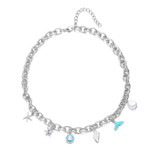Women's Fashion Starfish Pearl Shell Fishtail Multi-pendant Necklace Bracelet - Image 5