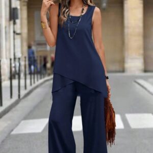 Sleeveless Double-layer Vest Pants Suit