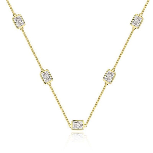 Simple Gold-plated S925 Sterling Silver CZ Zircon Rectangle Women's Suit Jewelry - Image 8