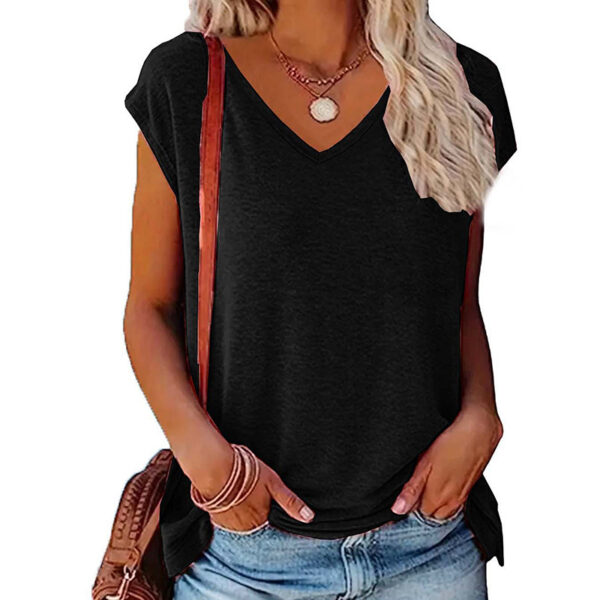 Women's 5-Pack V-Neck Solid Color Short Sleeve T-Shirts - Basic Casual Summer Tees - Image 9