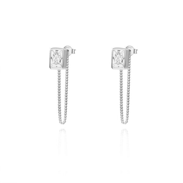 Simple Gold-plated S925 Sterling Silver CZ Zircon Rectangle Women's Suit Jewelry - Image 7