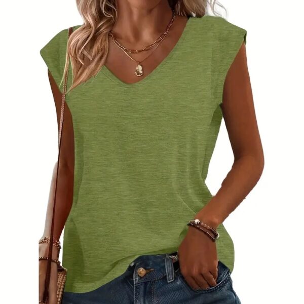 Women's 5-Pack V-Neck Solid Color Short Sleeve T-Shirts - Basic Casual Summer Tees - Image 4