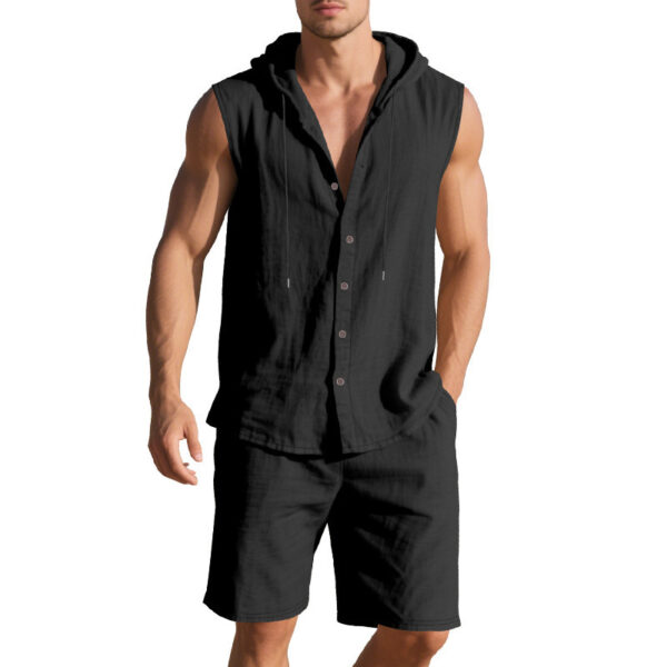 Sleeveless Shirt Shorts Suit Men - Image 7